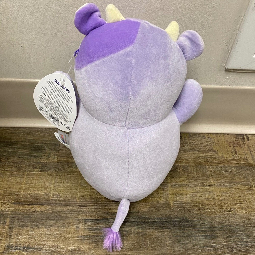 Squishmallows Hug Mees Bubba Cow Plush Purple White Stuffed Toy 9x5 NWT - Picture 2 of 14